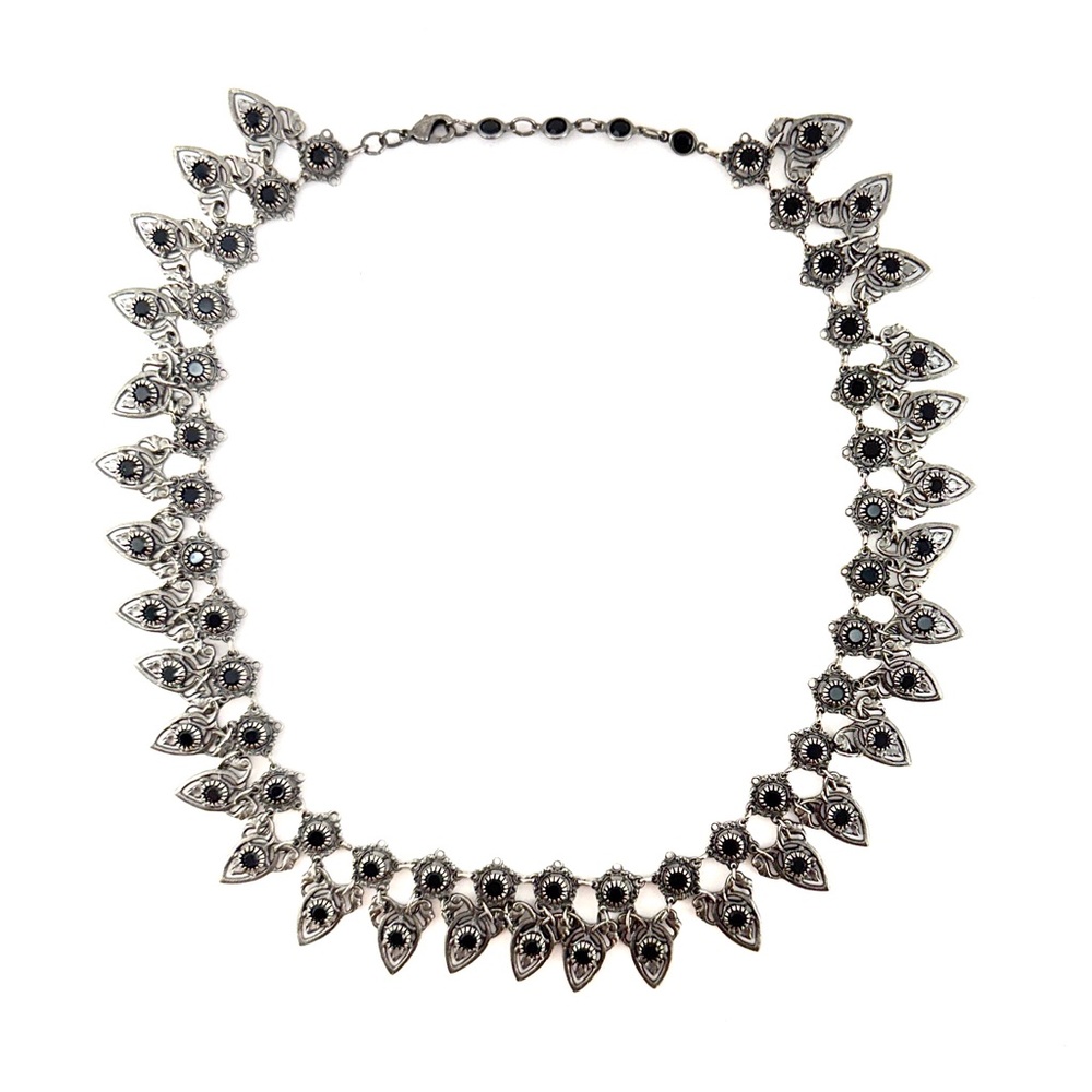 💖 Kenny Ma Silver Choker with Black Onyx, Size 16 inch - Picture 11 of 12